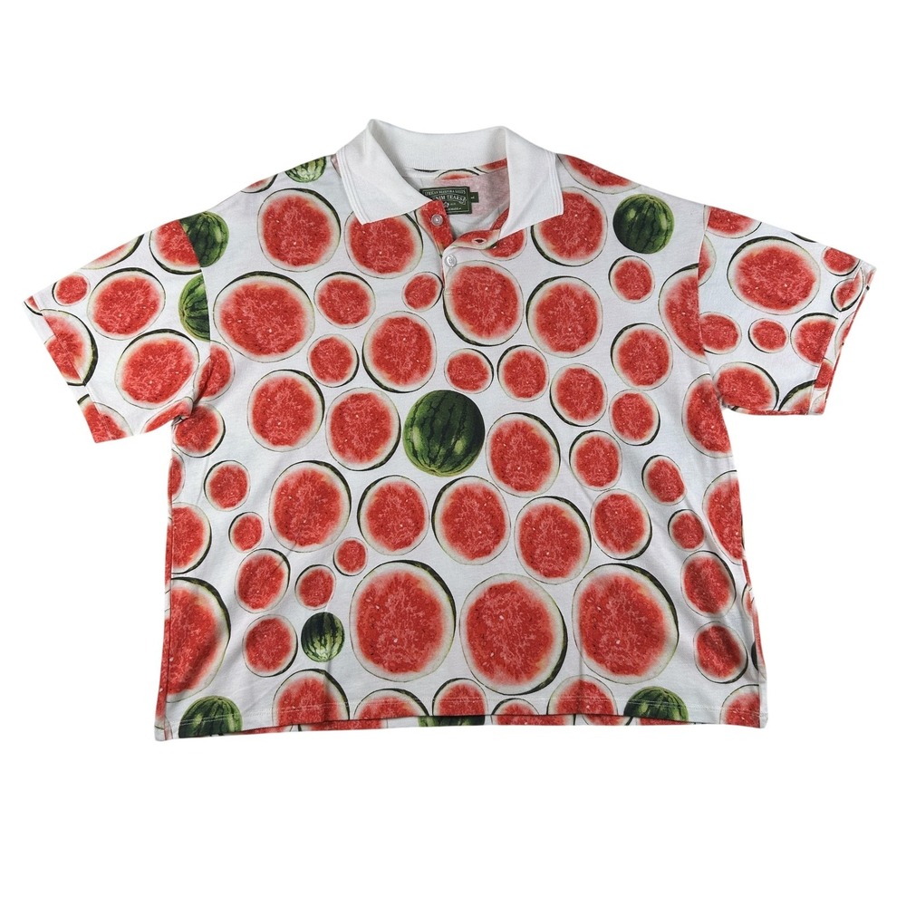 Denim Tears Polo Shirt Mens Large Watermelon Print Fruit Graphic USA Cotton AOP